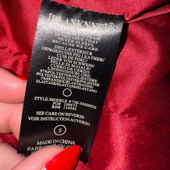 Blank NYC Red Suede Leather Moto Jacket Belted Zip Pockets Backhanded Sz S - Picture 6 of 9